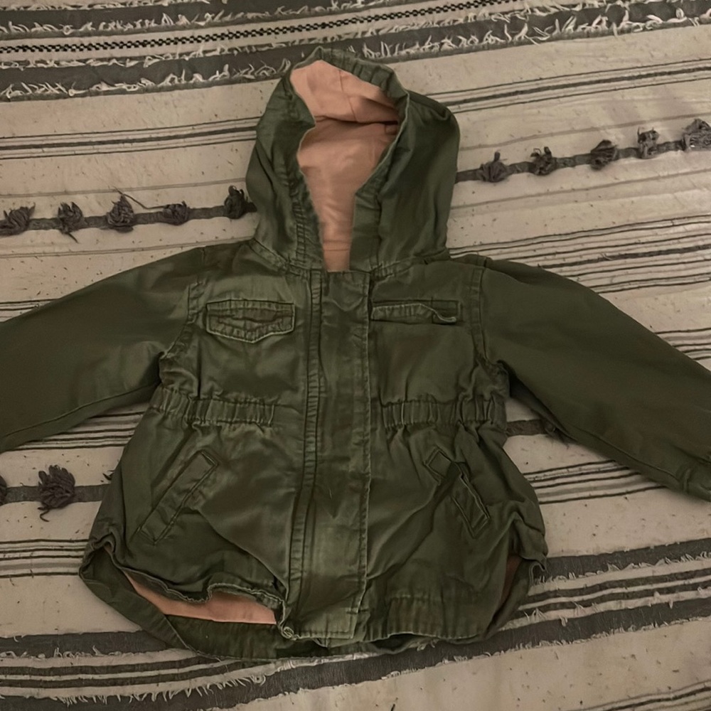 Green rain jacket